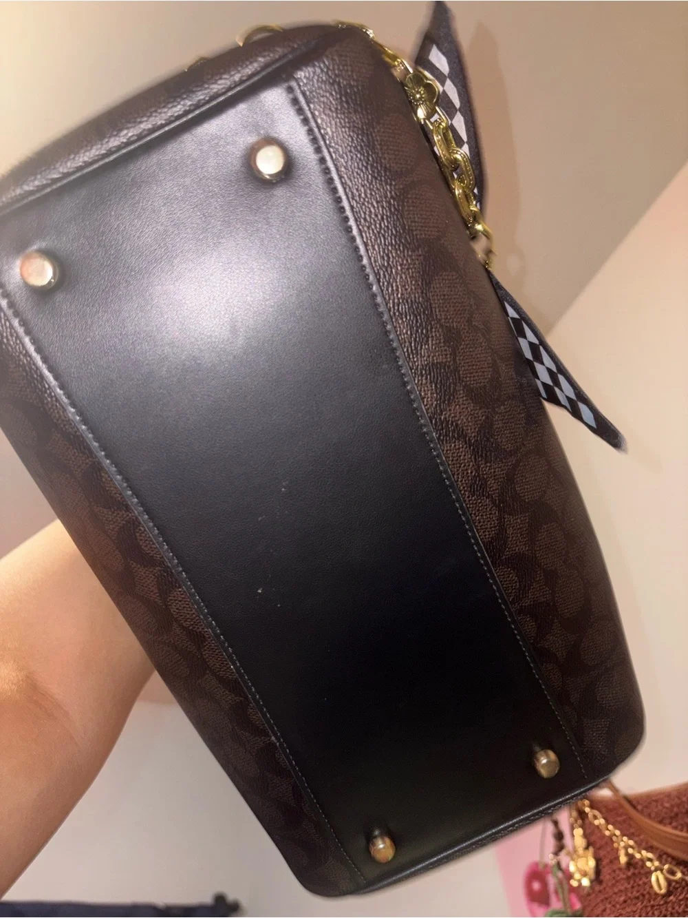 Coach chestnut signature jaquard Large Rowan